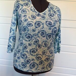 Karen Scott Blue and White Floral Blouse